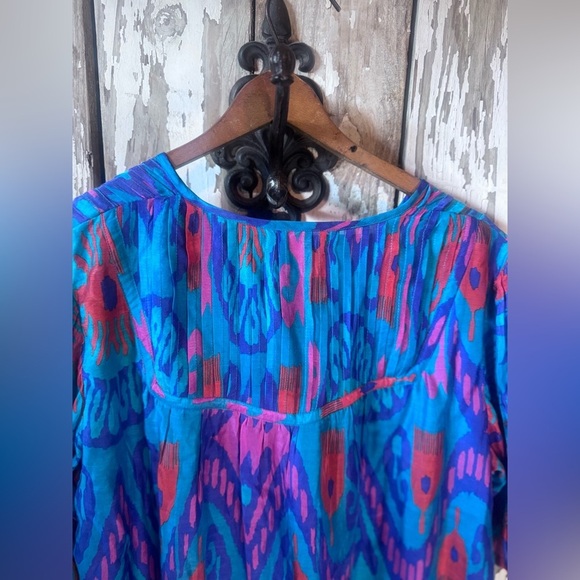 La Plage Celerie Dress Isle Ikat Turquoise Multi Size Medium - Picture 9 of 13